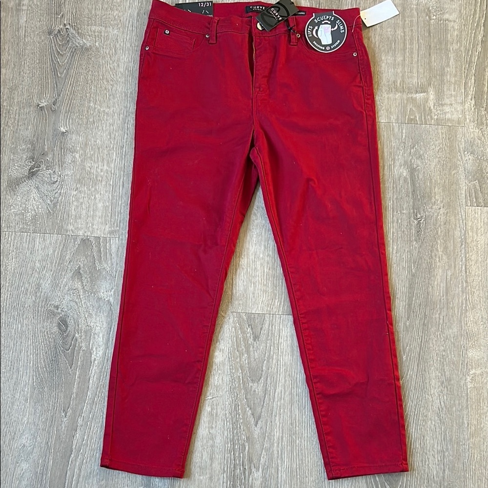 Wine Curve Appeal Slim Fit Pants Vibrant Style